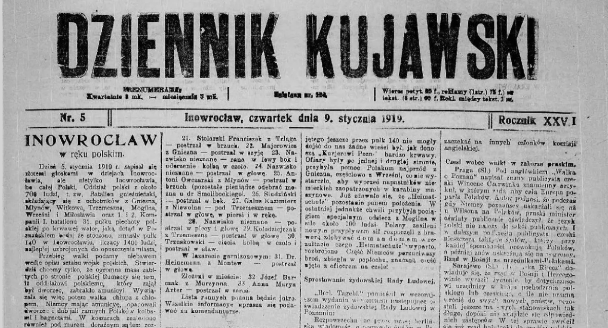 Historia, pisał Dziennik Kujawski stycznia - zdjęcie, fotografia