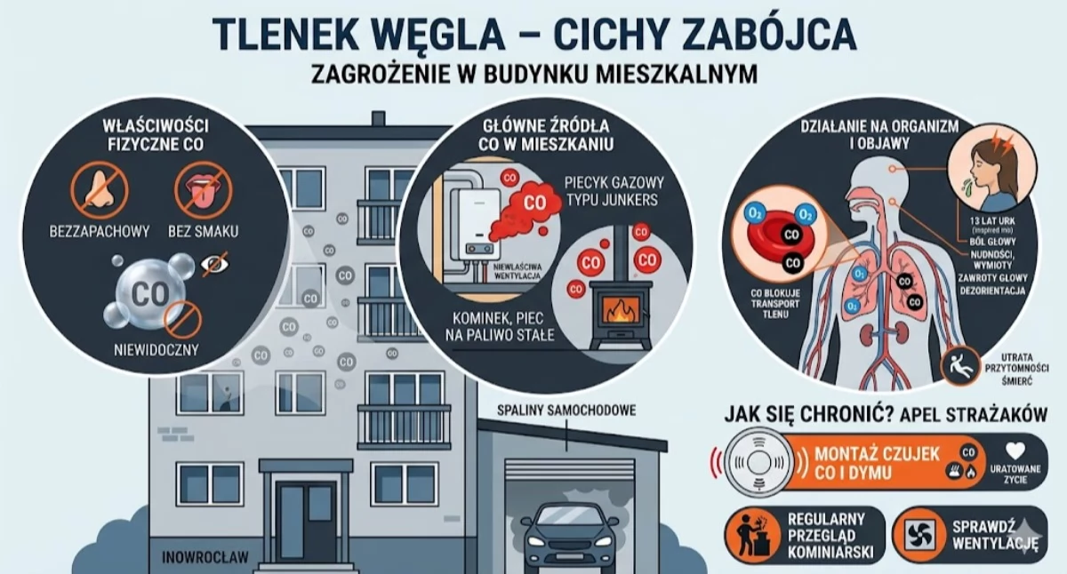 Straż Pożarna - interwencje , latka zatruła czadem strażacy apelują montaż czujek - zdjęcie, fotografia