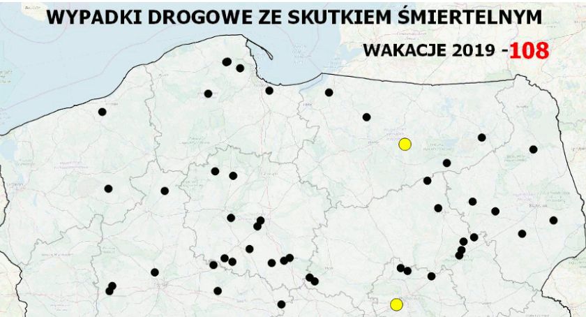 Mapa wypadków drogowych ze skutkiem śmiertelnym