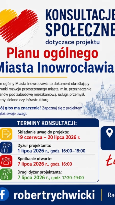 Przyszłość Inowrocławia w rękach mieszkańców. Radny Robert Rychwicki zachęca do udziału w konsultacjach