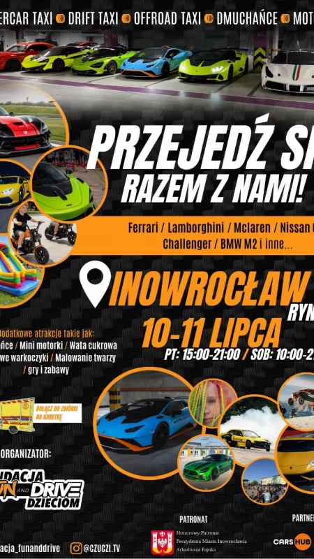 Supersamochody na Rynku w Inowrocławiu! Spełnij marzenia i pomóż dzieciom