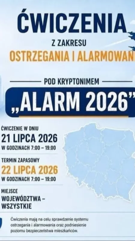 Ćwiczenia systemu ostrzegania i alarmowania ALARM-26